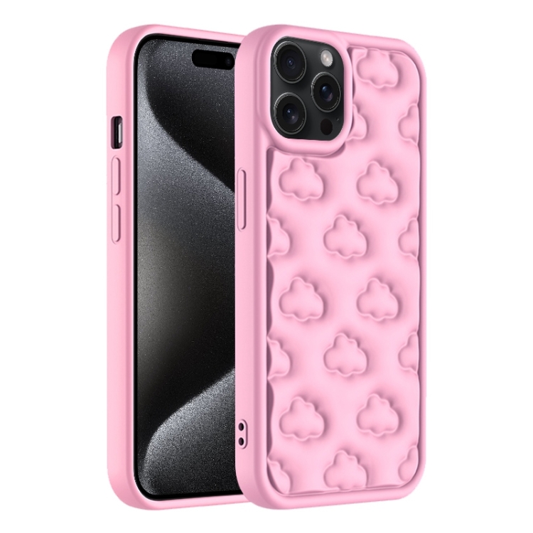 

For iPhone 15 Pro 3D Cloud Pattern TPU Phone Case(Pink)