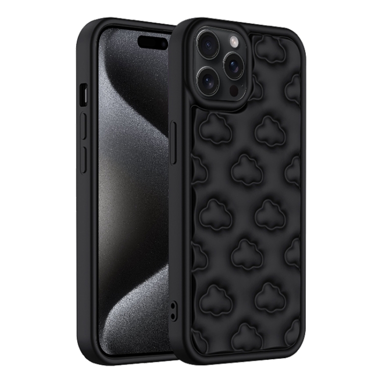 

For iPhone 15 Pro 3D Cloud Pattern TPU Phone Case(Black)