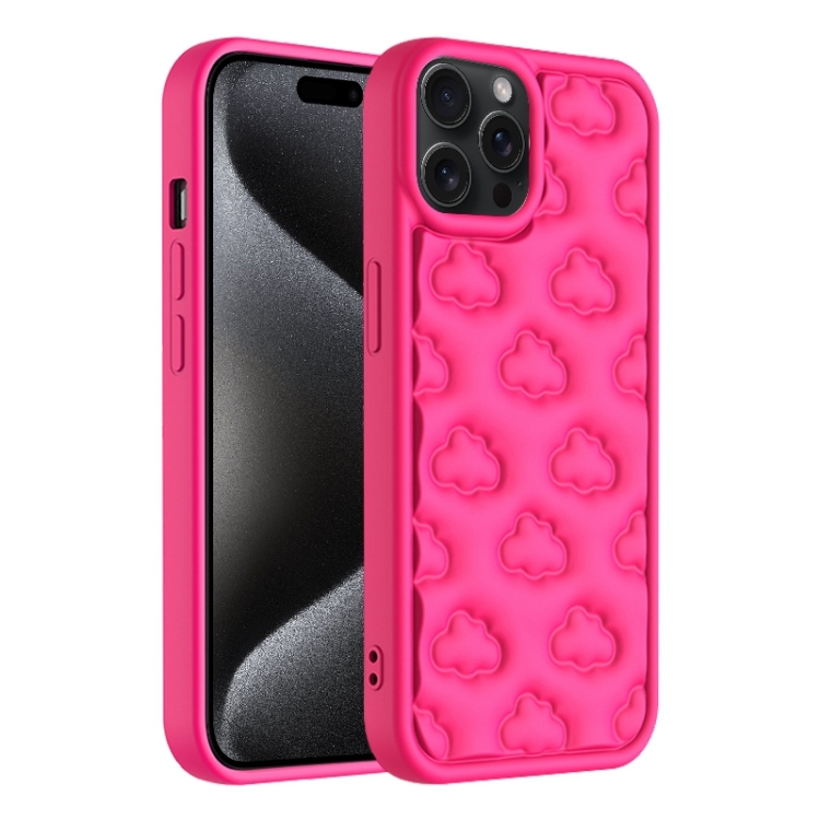 

For iPhone 15 Pro 3D Cloud Pattern TPU Phone Case(Rose Red)