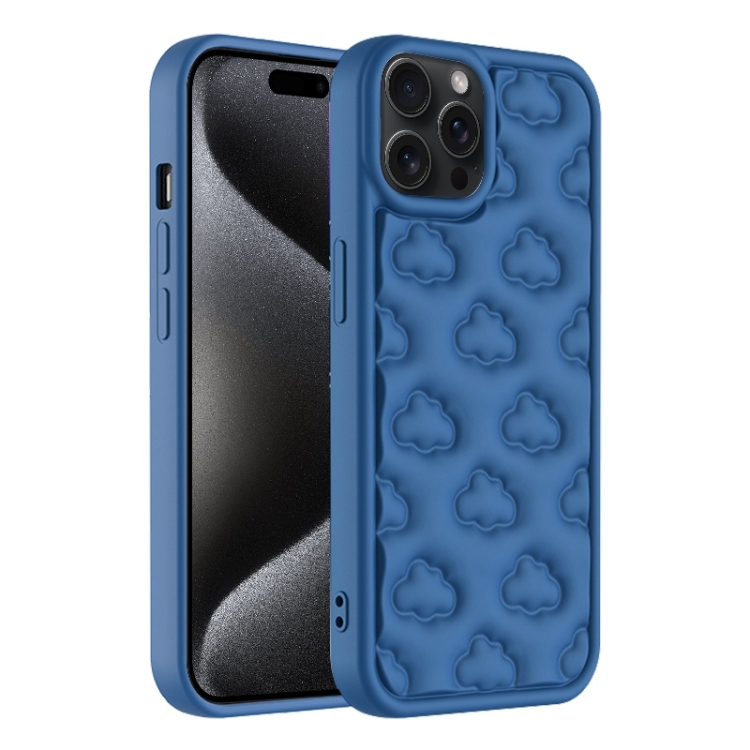 

For iPhone 15 Pro 3D Cloud Pattern TPU Phone Case(Dark Blue)