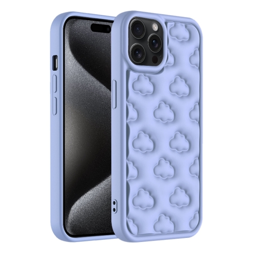 For iPhone 15 Pro 3D Cloud Pattern TPU Phone Case(Purple)