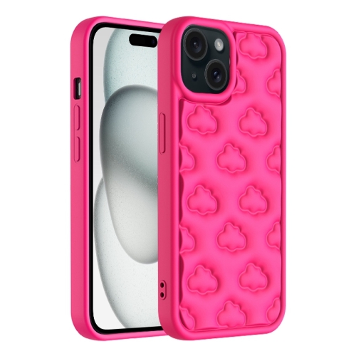 

For iPhone 15 Plus 3D Cloud Pattern TPU Phone Case(Rose Red)