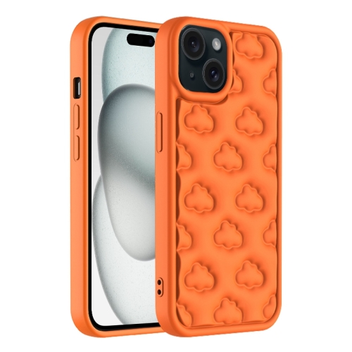 For iPhone 15 3D Cloud Pattern TPU Phone Case(Orange) 12 colors gouache paint set kit
