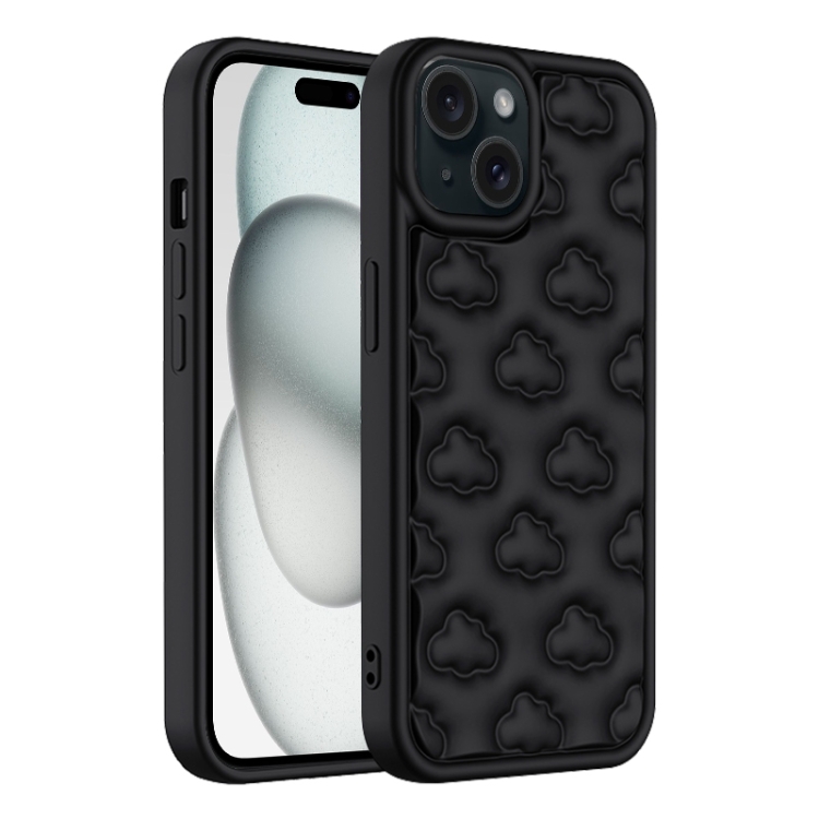 

For iPhone 15 3D Cloud Pattern TPU Phone Case(Black)