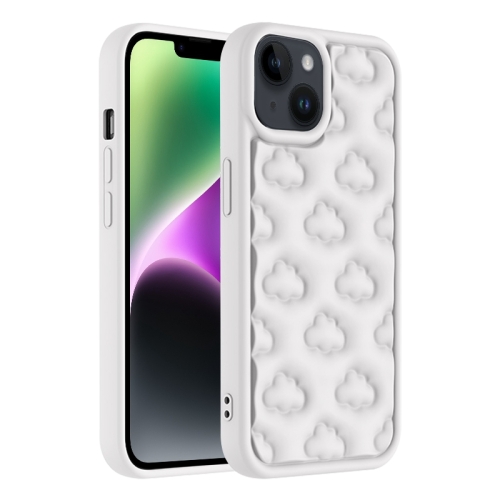 

For iPhone 14 Plus 3D Cloud Pattern TPU Phone Case(White)