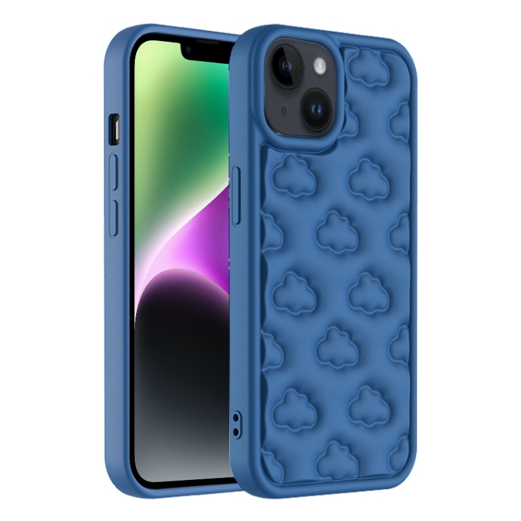 

For iPhone 14 Plus 3D Cloud Pattern TPU Phone Case(Dark Blue)