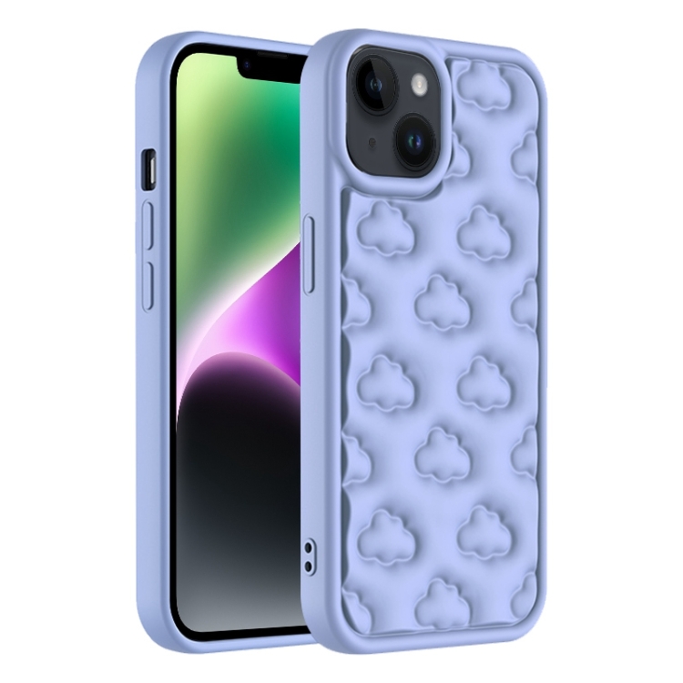 

For iPhone 14 Plus 3D Cloud Pattern TPU Phone Case(Purple)