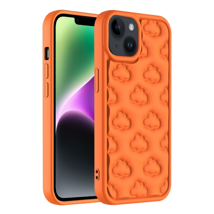 

For iPhone 14 3D Cloud Pattern TPU Phone Case(Orange)