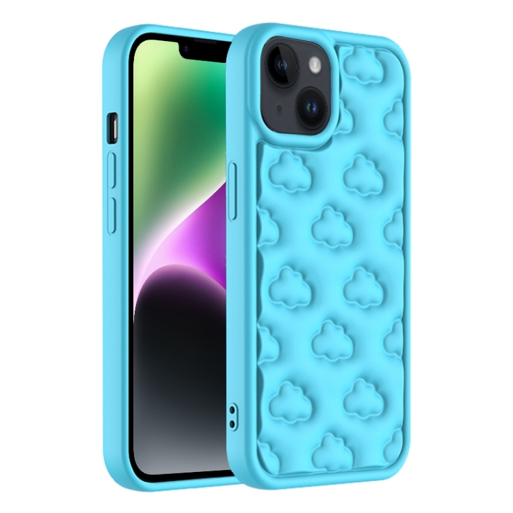

For iPhone 14 3D Cloud Pattern TPU Phone Case(Blue)