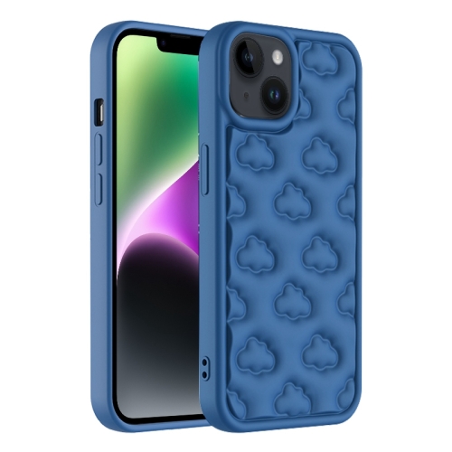 

For iPhone 14 3D Cloud Pattern TPU Phone Case(Dark Blue)