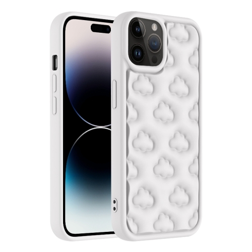 

For iPhone 14 Pro 3D Cloud Pattern TPU Phone Case(White)