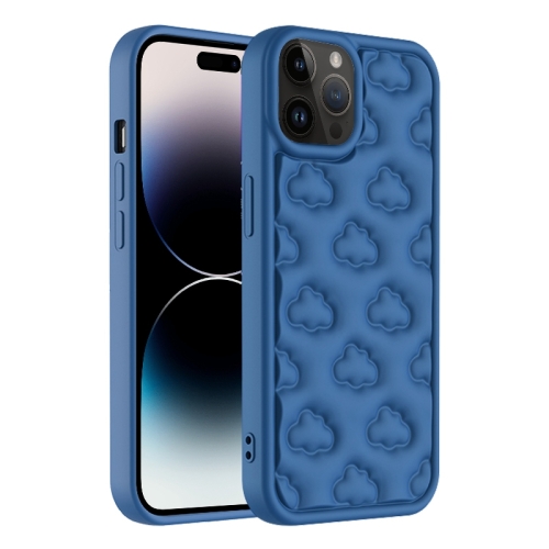 

For iPhone 14 Pro 3D Cloud Pattern TPU Phone Case(Dark Blue)