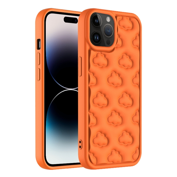 

For iPhone 14 Pro Max 3D Cloud Pattern TPU Phone Case(Orange)