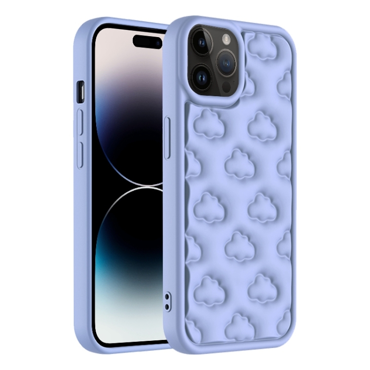 

For iPhone 14 Pro Max 3D Cloud Pattern TPU Phone Case(Purple)
