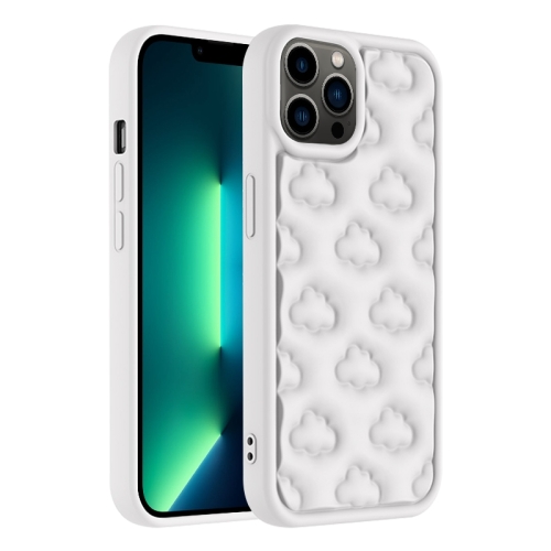 

For iPhone 13 Pro Max 3D Cloud Pattern TPU Phone Case(White)