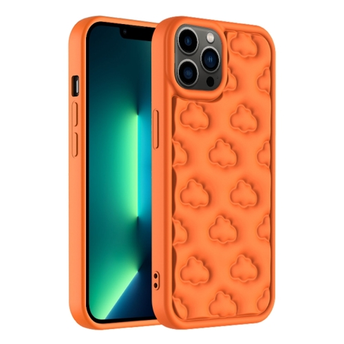 

For iPhone 13 Pro Max 3D Cloud Pattern TPU Phone Case(Orange)
