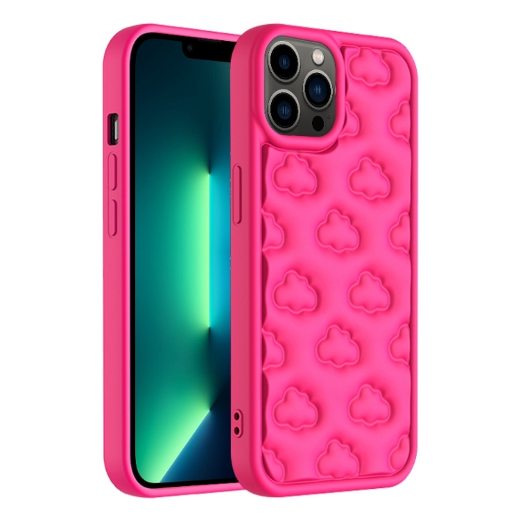 

For iPhone 13 Pro Max 3D Cloud Pattern TPU Phone Case(Rose Red)