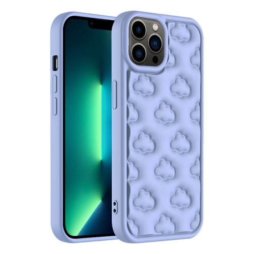For iPhone 13 Pro Max 3D Cloud Pattern TPU Phone Case(Purple) for iphone 14 pro ice fog magsafe pc phone case white