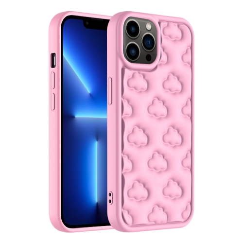 

For iPhone 13 Pro 3D Cloud Pattern TPU Phone Case(Pink)