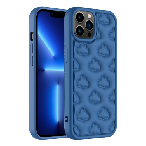 For iPhone 13 Pro 3D Cloud Pattern TPU Phone Case(Dark Blue) for iphone 15 astronaut pattern large window tpu phone case blue