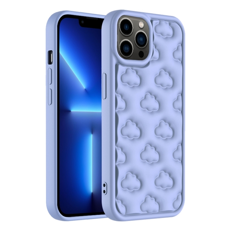 

For iPhone 13 Pro 3D Cloud Pattern TPU Phone Case(Purple)