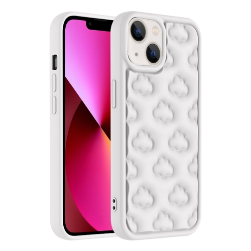 

For iPhone 13 3D Cloud Pattern TPU Phone Case(White)