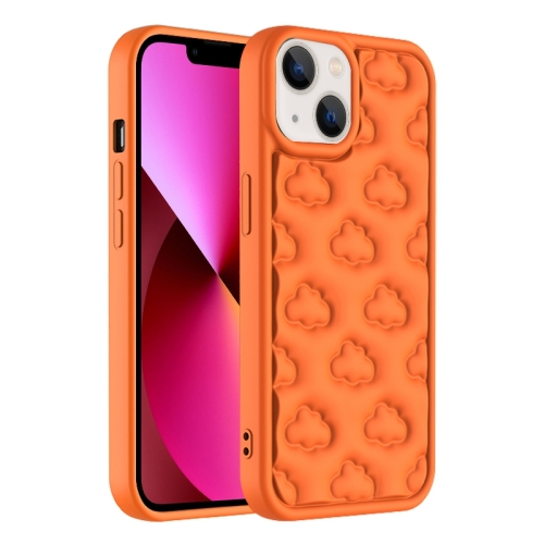 

For iPhone 13 3D Cloud Pattern TPU Phone Case(Orange)