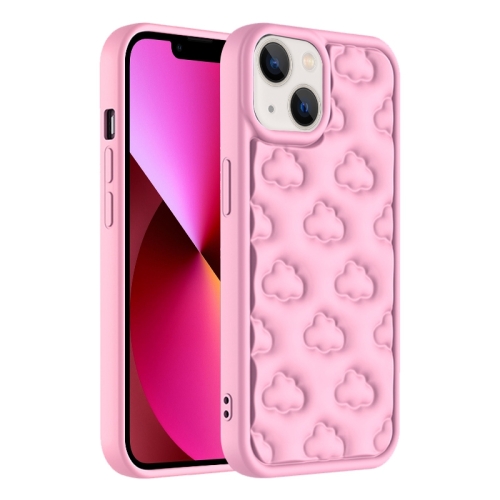

For iPhone 13 3D Cloud Pattern TPU Phone Case(Pink)