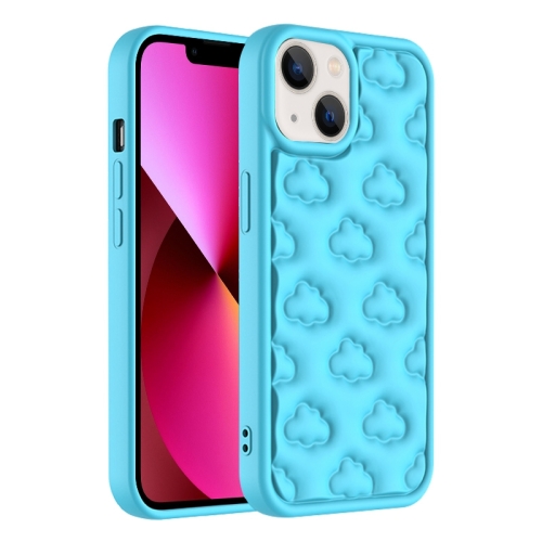 For iPhone 13 3D Cloud Pattern TPU Phone Case(Blue) 3 8cm width wide new diy durable blue white snowflake pattern durable precision woven wide shoulder strap crossbody strap