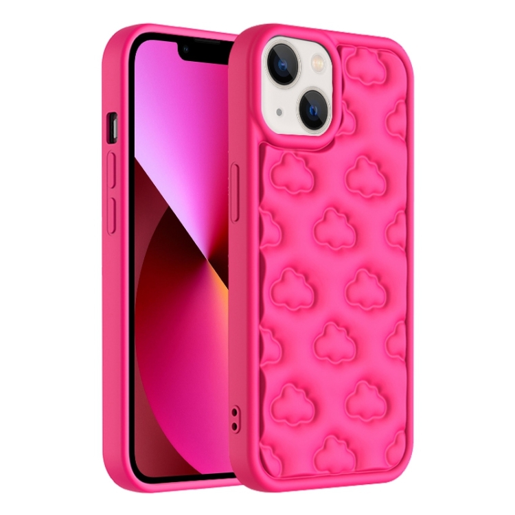 

For iPhone 13 3D Cloud Pattern TPU Phone Case(Rose Red)