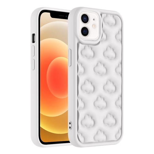 

For iPhone 12 3D Cloud Pattern TPU Phone Case(White)