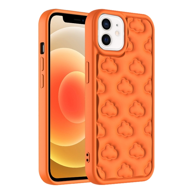 

For iPhone 12 3D Cloud Pattern TPU Phone Case(Orange)