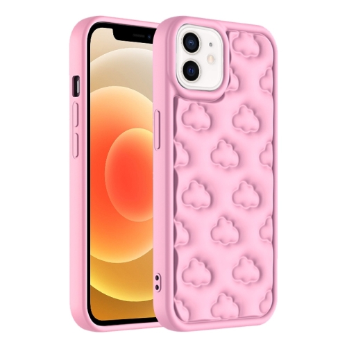 

For iPhone 12 3D Cloud Pattern TPU Phone Case(Pink)