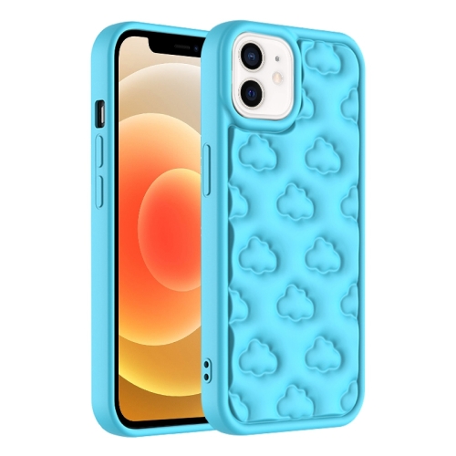 

For iPhone 12 3D Cloud Pattern TPU Phone Case(Blue)