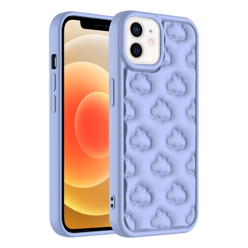 

For iPhone 12 3D Cloud Pattern TPU Phone Case(Purple)