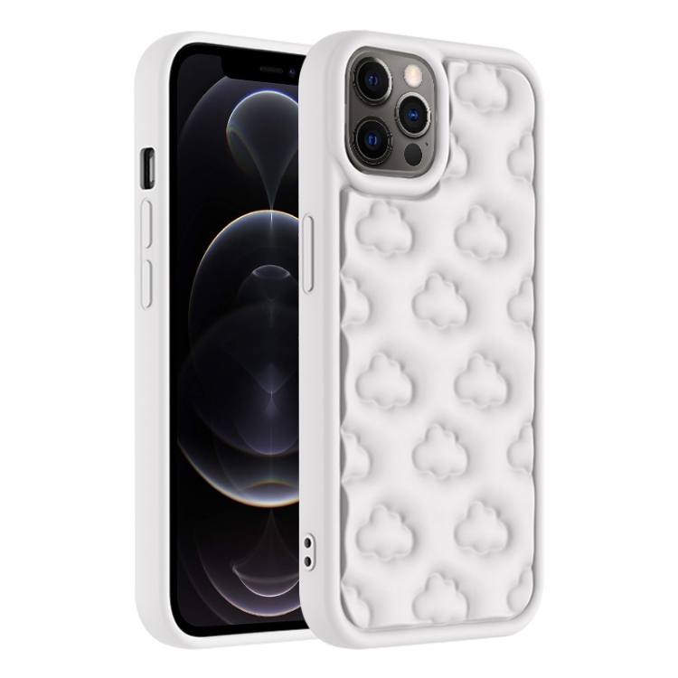 

For iPhone 12 Pro 3D Cloud Pattern TPU Phone Case(White)