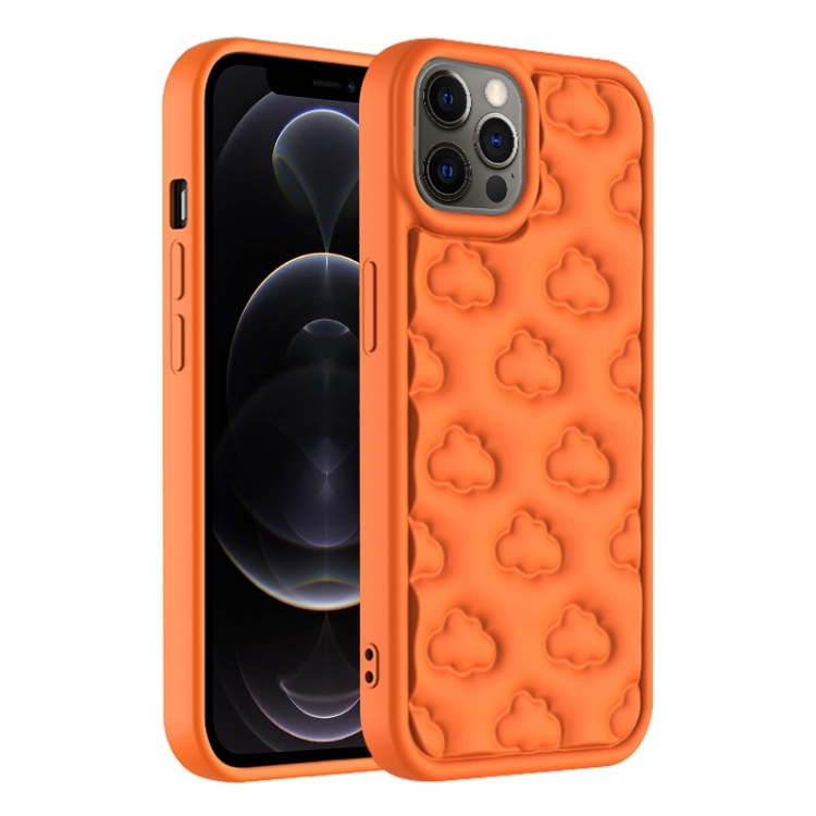 

For iPhone 12 Pro 3D Cloud Pattern TPU Phone Case(Orange)
