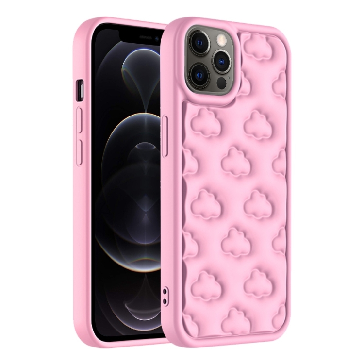 

For iPhone 12 Pro 3D Cloud Pattern TPU Phone Case(Pink)