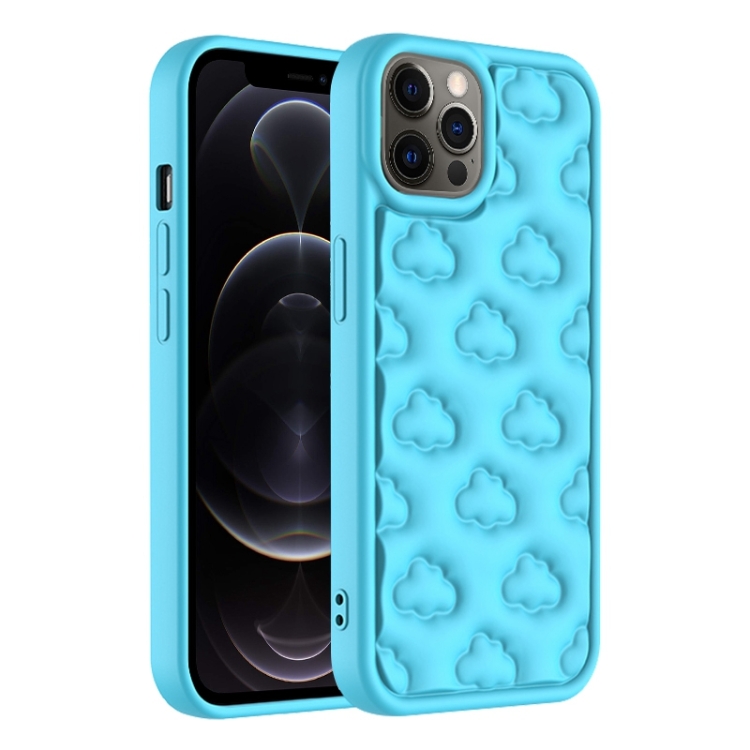 

For iPhone 12 Pro 3D Cloud Pattern TPU Phone Case(Blue)