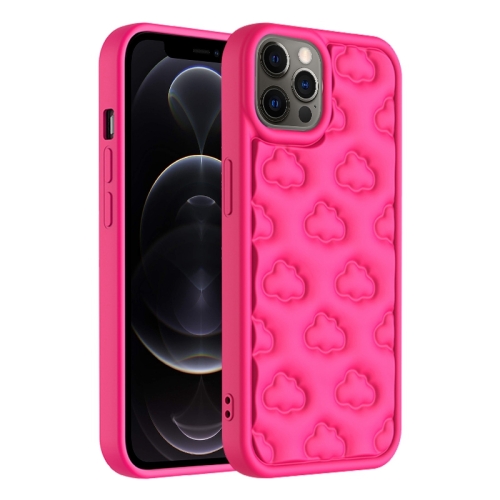 

For iPhone 12 Pro 3D Cloud Pattern TPU Phone Case(Rose Red)