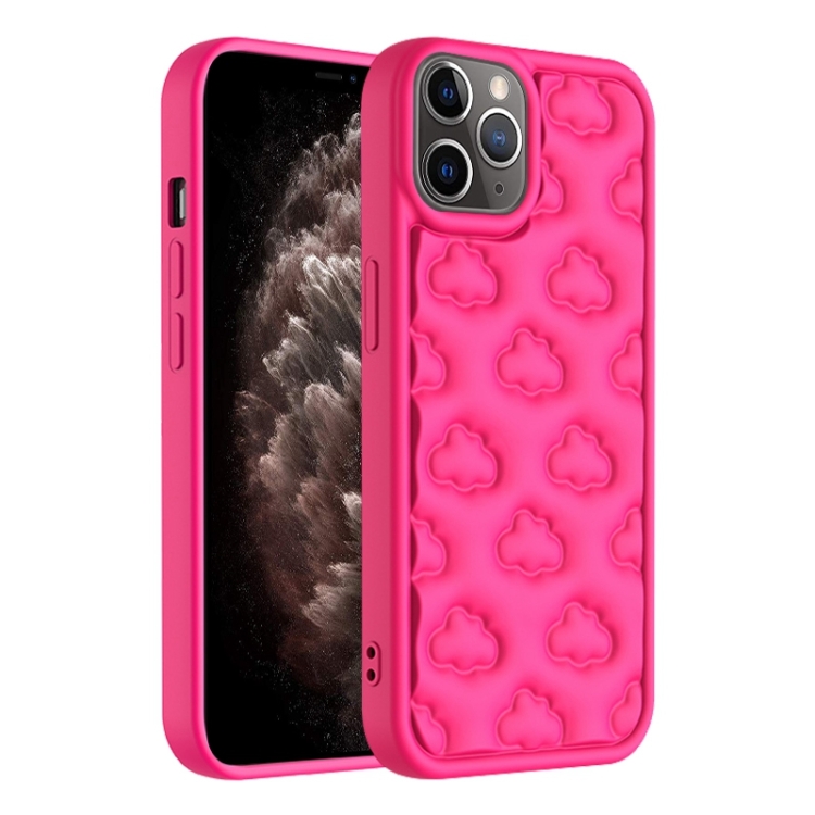 

For iPhone 11 Pro Max 3D Cloud Pattern TPU Phone Case(Rose Red)
