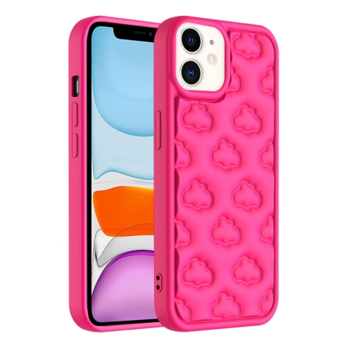 

For iPhone 11 3D Cloud Pattern TPU Phone Case(Rose Red)