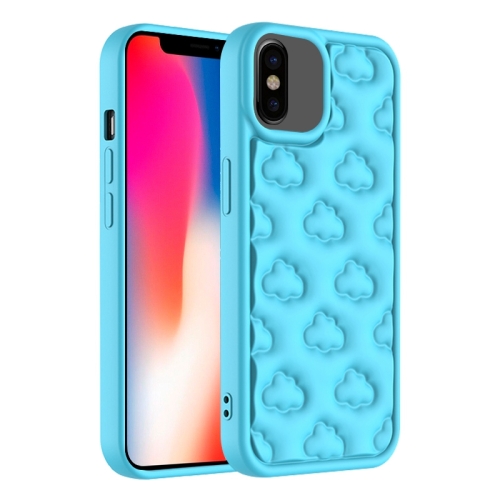 For iPhone X / XS 3D Cloud Pattern TPU Phone Case(Blue) for iphone 15 down jacket airbag shockproof phone case red