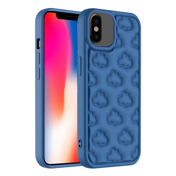 

For iPhone X / XS 3D Cloud Pattern TPU Phone Case(Dark Blue)