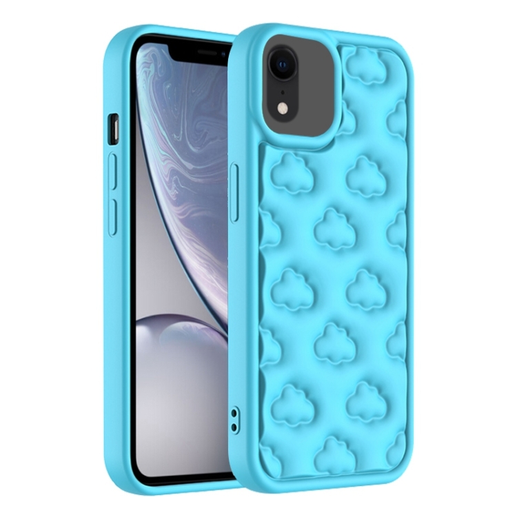 

For iPhone XR 3D Cloud Pattern TPU Phone Case(Blue)