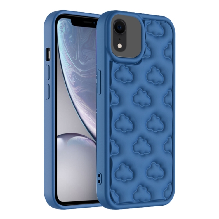 

For iPhone XR 3D Cloud Pattern TPU Phone Case(Dark Blue)