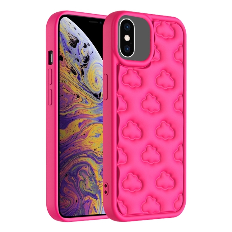 

For iPhone XS Max 3D Cloud Pattern TPU Phone Case(Rose Red)