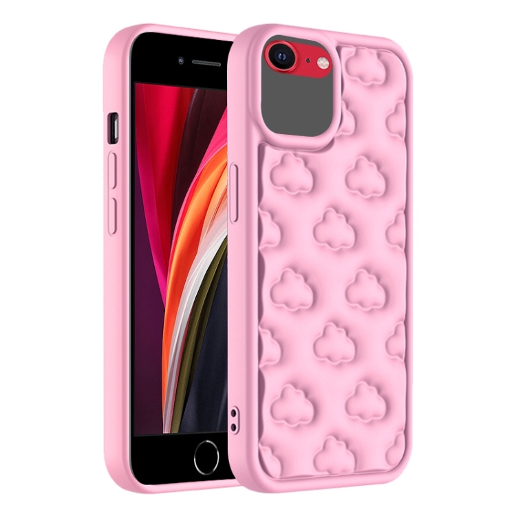 

For iPhone SE 2022 / 2020 / 8 / 7 3D Cloud Pattern TPU Phone Case(Pink)