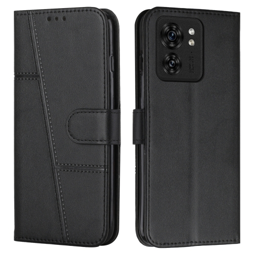 

For Motorola Edge 40 Stitching Calf Texture Buckle Leather Phone Case(Black)