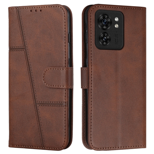 

For Motorola Edge 40 Stitching Calf Texture Buckle Leather Phone Case(Brown)